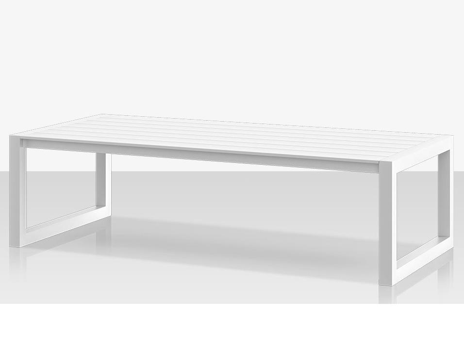Iconic Small Rectangular Outdoor Coffee Table in Powder Coated Aluminum with Porcelain Insert Top