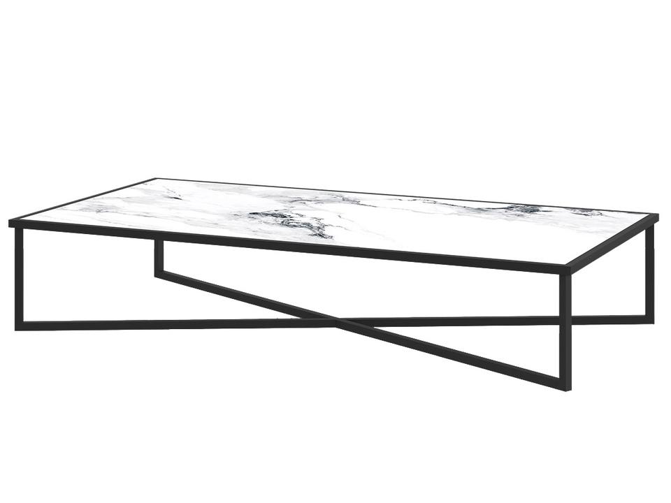 Iconic Large Rectangular Coffee Table in Powder Coated Aluminum and Porcelain