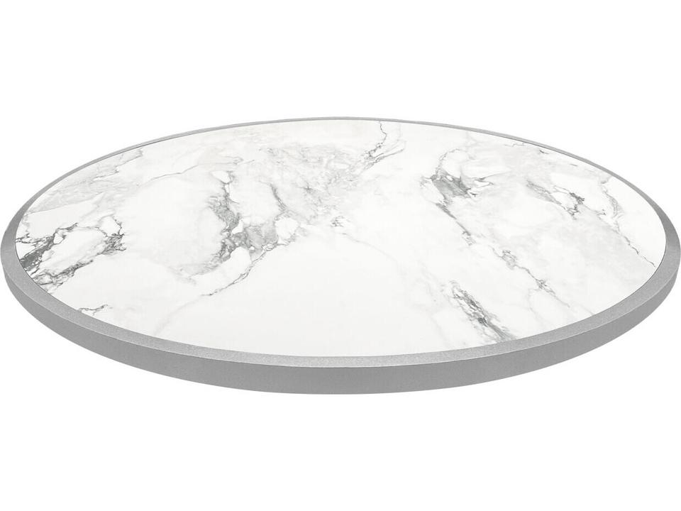 Iconic Round Porcelain Dining Table Top With Powder-Coated Aluminum Rim