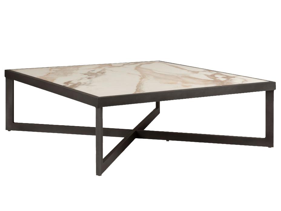 Iconic Square Aluminum Coffee Table with Porcelain Top