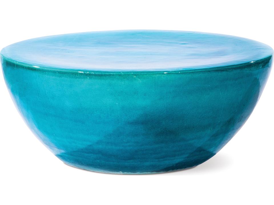 Bowness Aquamarine Ceramic Round Outdoor Patio Coffee Table