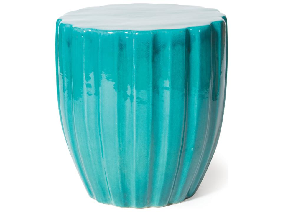 Scallop Aquamarine Ceramic Accent Stool