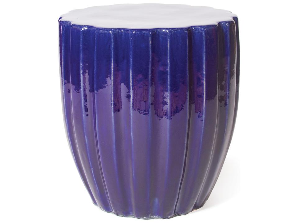 Scallop Ceramic Stool Navy Blue Outdoor Accent Table
