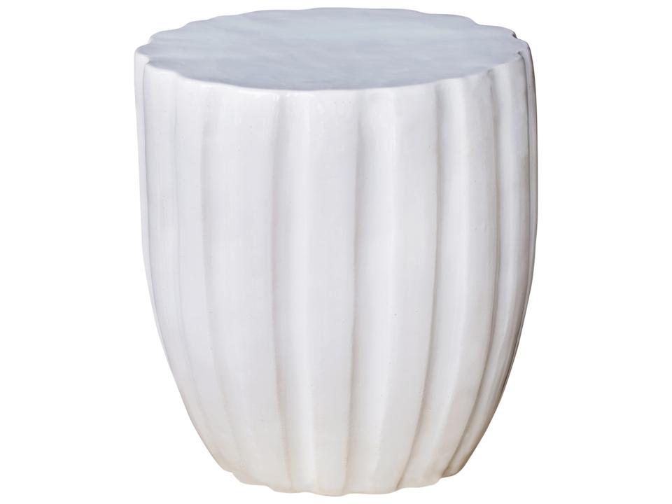 Scallop Ceramic Accent Stool in Snow White