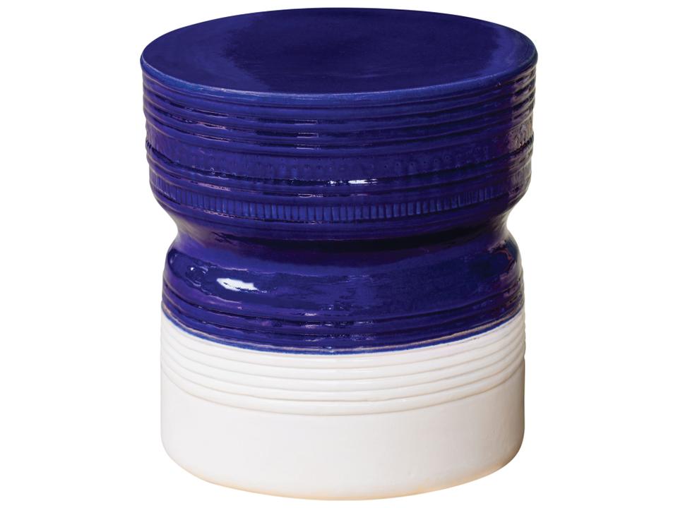 Ancaris Ceramic Accent Stool in Navy Blue and Snow White
