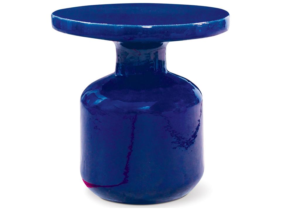 Ceramic Bottle Accent Table in Navy Blue