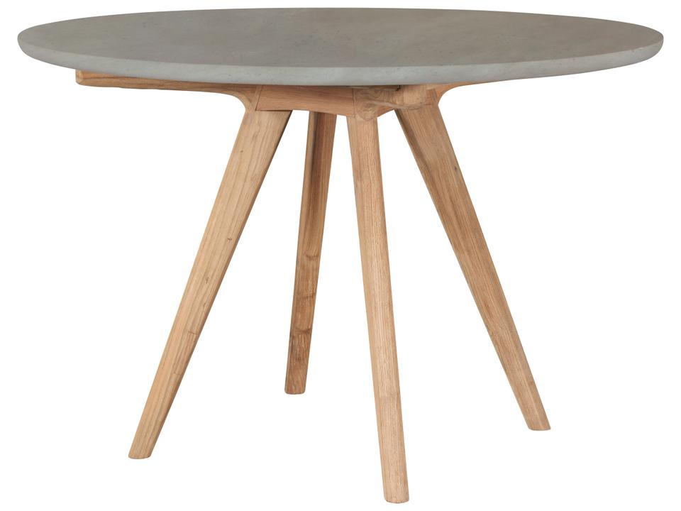 Perpetual Viola Round Dining Table in Slate Gray with Reclaimed Teak Base