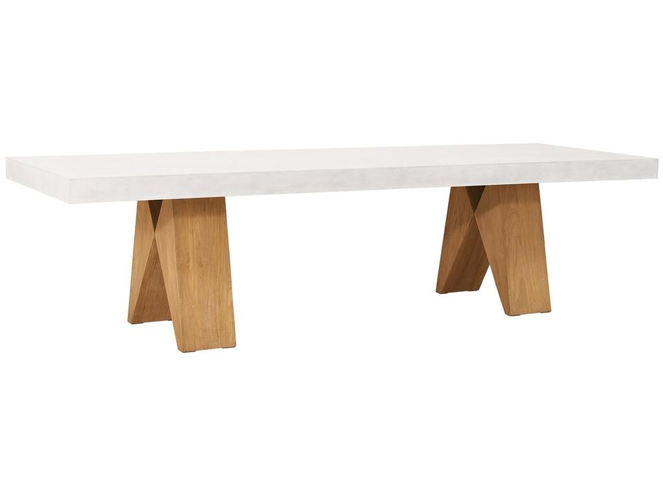 Perpetual Teak Ebony White Clip 118-Inch Rectangular Outdoor Dining Table