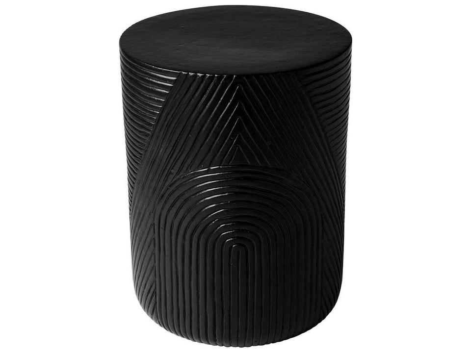 Provenance Round Outdoor Patio Side Table in Coal Semigloss Ceramic by Laura Muller