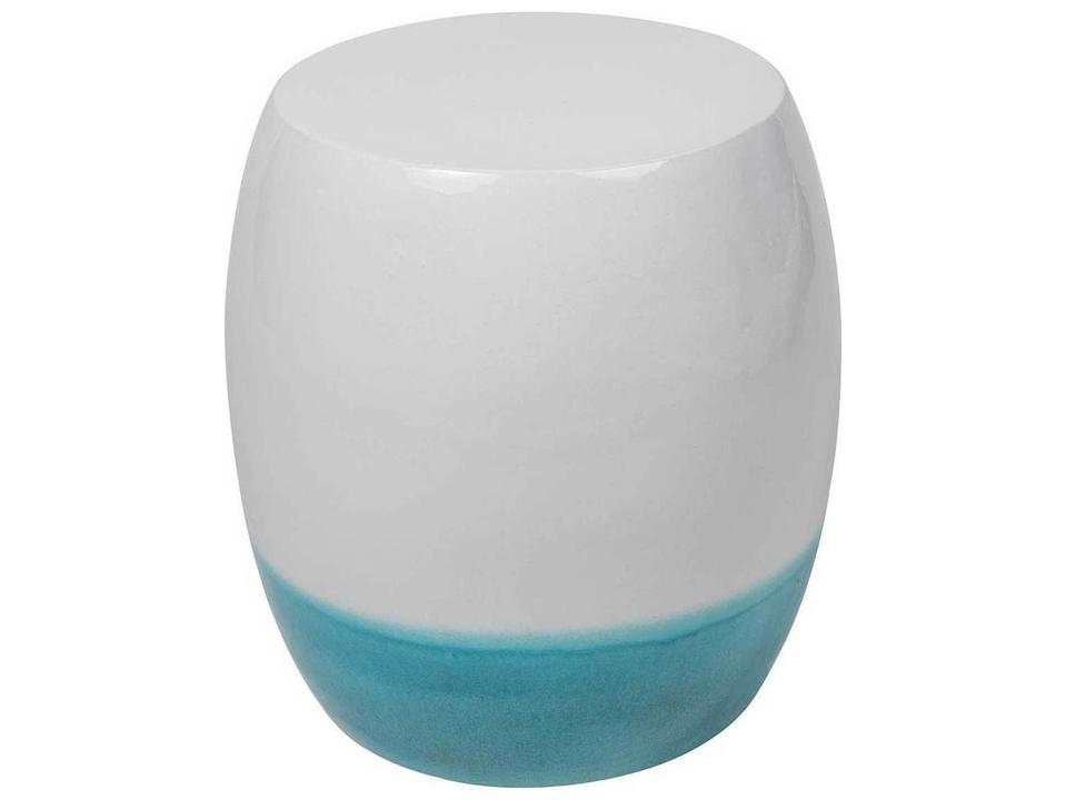 Provenance Ceramic Mist Gloss Turquoise Gloss Accent Table Stool by Laura Muller