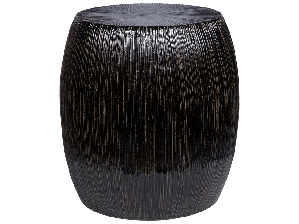 Provenance Signature Ceramic Ottoman in Obsidian Texture Gloss