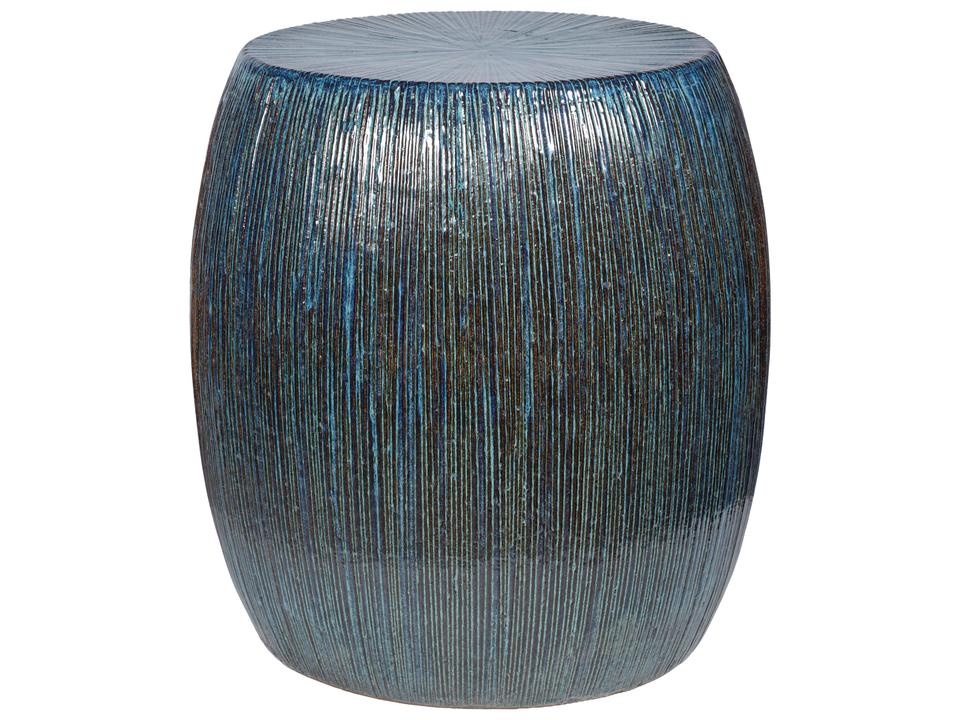 Provenance Signature Ceramic Ottoman in Lapis Texture by Laura Muller