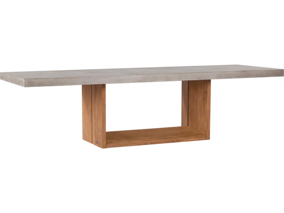 Lucca Rectangular Dining Table in Slate Gray Lightweight Concrete and Reclaimed Teak