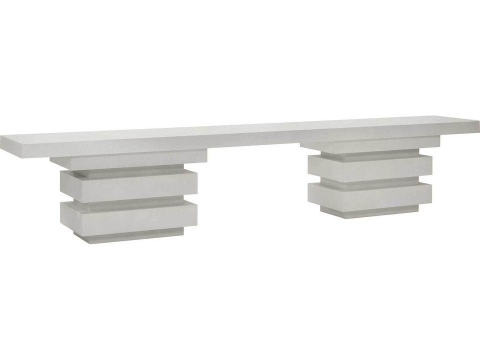 Provenance Rectangle Outdoor Bench in Limestone FRP by Laura Muller
