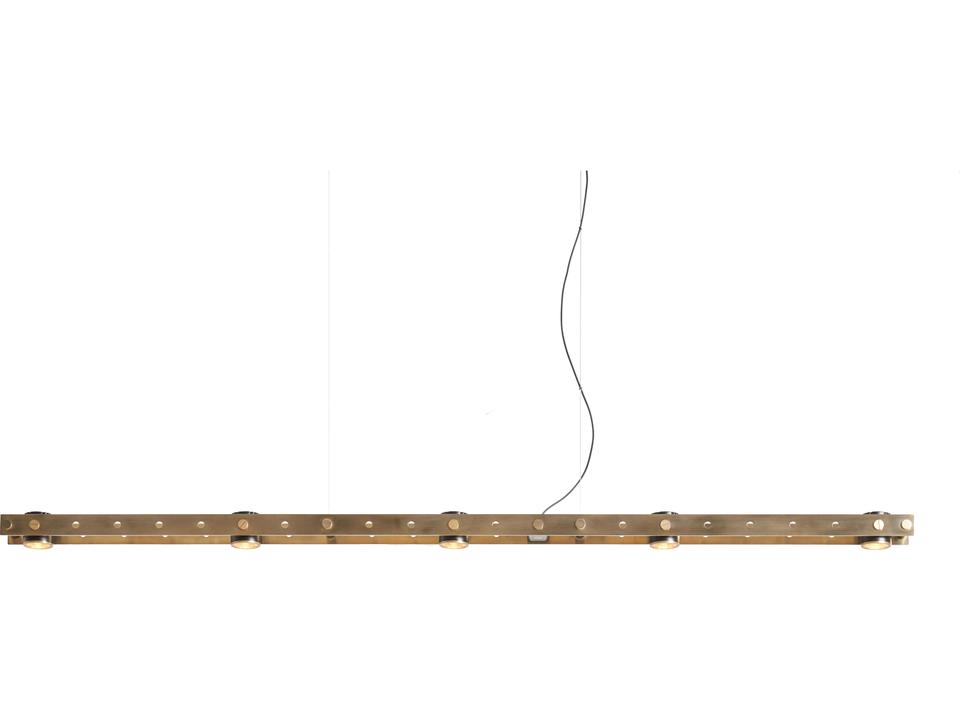 Tram 5-Light Linear Integrated LED Pendant Light in Brass