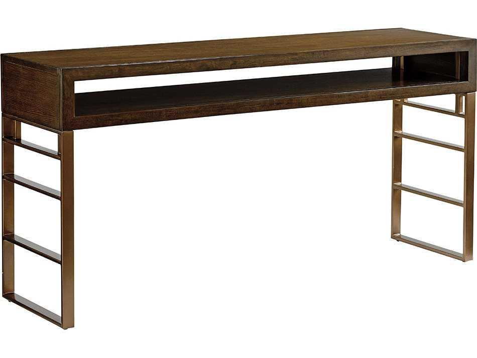 Cross Effect Kinetic Office Console Table in Mocha and Aged Bronze