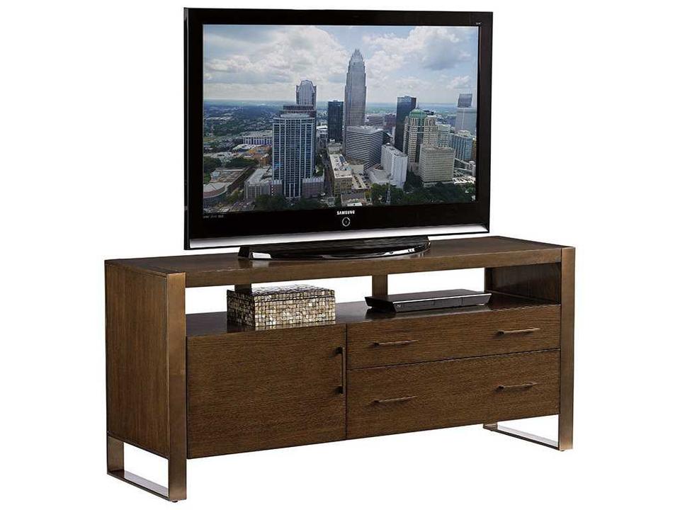 Cross Effect 64-Inch Oak Wood Media Console in Mocha