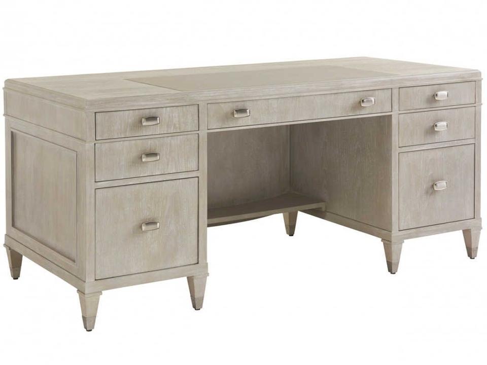 Greystone Avery Executive Desk in Pearl Gray Walnut