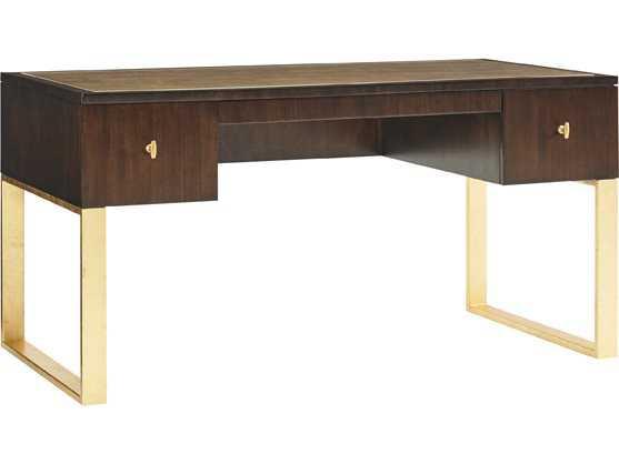 Bel Aire Melrose Writing Desk in Walnut with Gold Accents