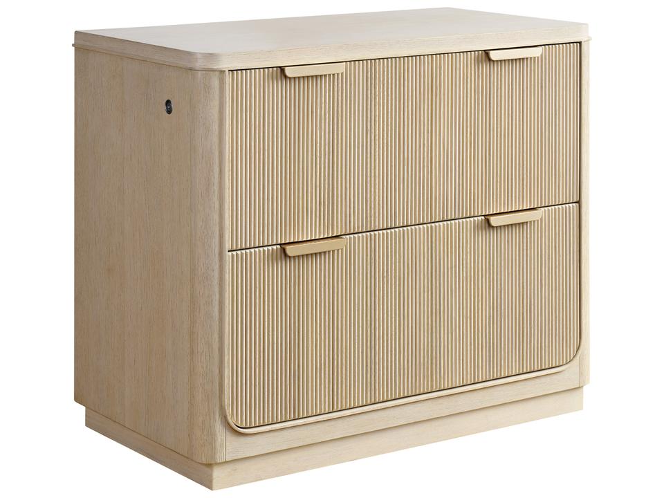 Montreux Contemporary File Chest in Vertical Reeded White Oak