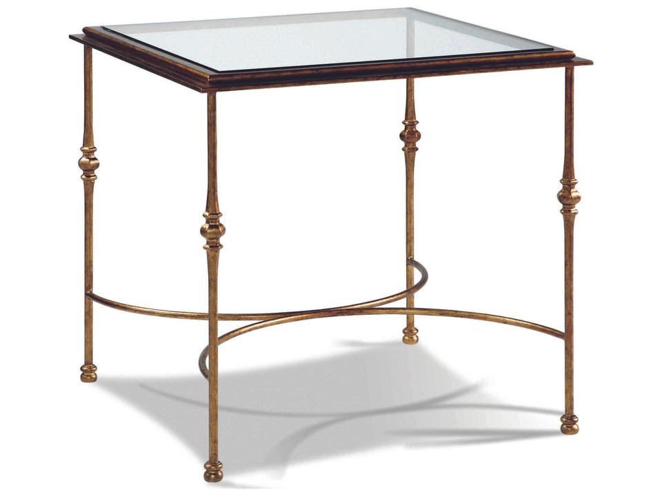 Princeton Square Glass End Table with Aged Gold Finish