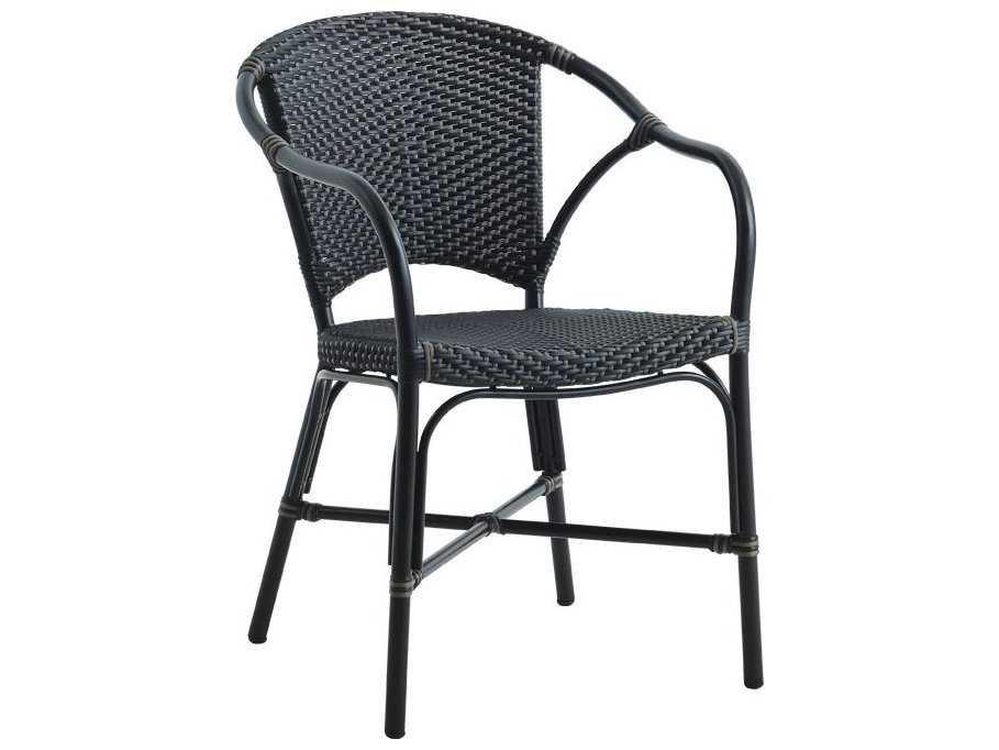 Alu Affaire Valerie Stackable Dining Arm Chair with ArtFibre Weave in Black