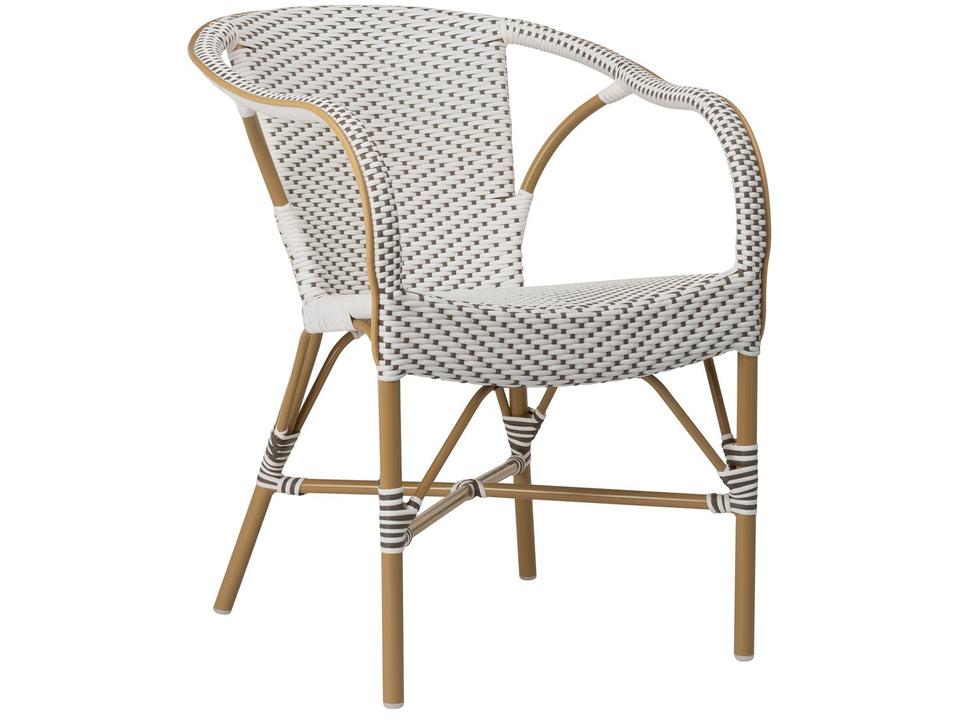 Madeleine Stackable Dining Arm Chair in Natural White Cappuccino Dot