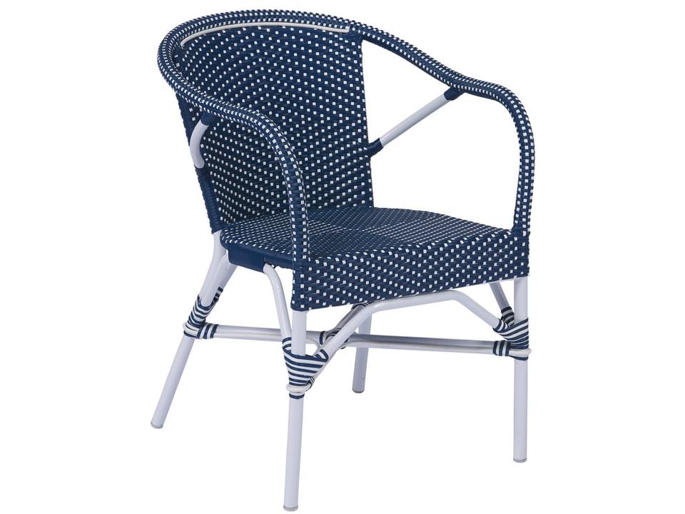 Alu Affaire Madelaine Stackable Dining Arm Chair in Navy Blue White Dots