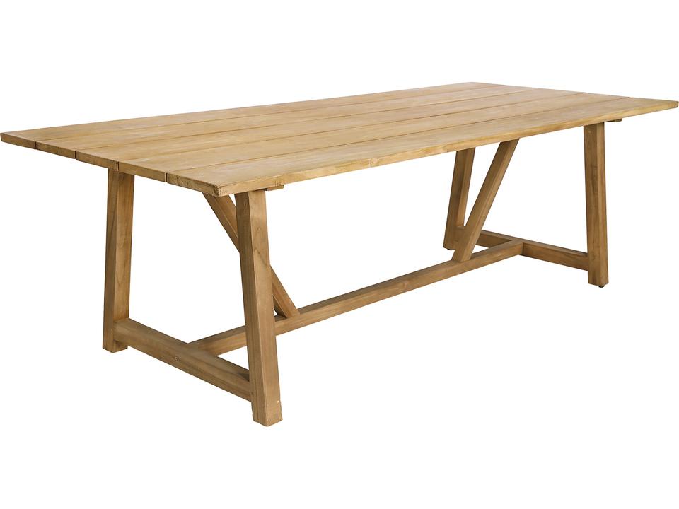 George Rectangular 95-Inch Outdoor Dining Table in Natural Brown Teak