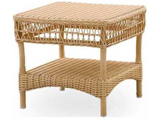 Georgia Garden Aluminum Rattan Natural Sussy Square Outdoor Patio End Table