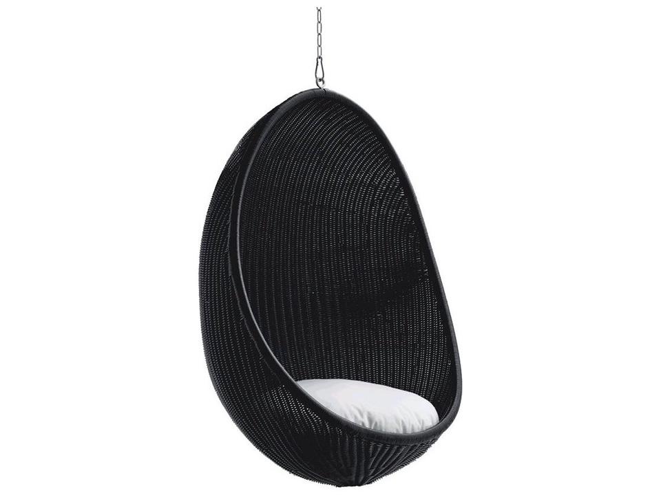 Nanna Ditzel Exterior Hanging Egg Chair in Black Alu-Rattan
