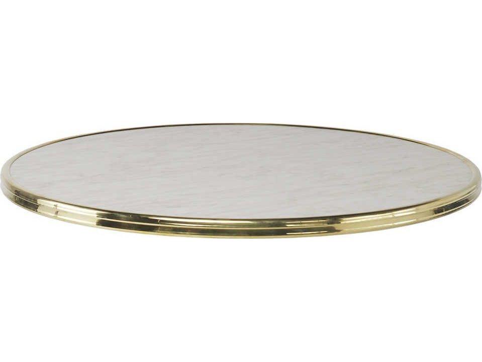 Alu Affaire Brass Strapping Genoa Round Faux Marble Laminate French Cafe Table Top