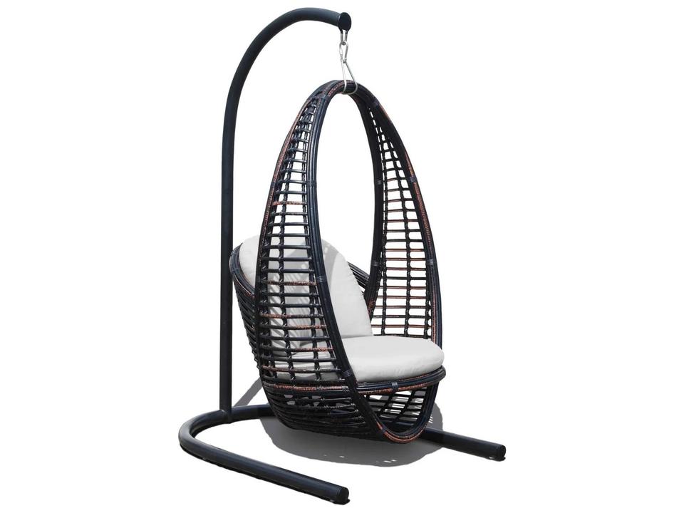 Heri Hanging Chair with Stand in Black Mushroom