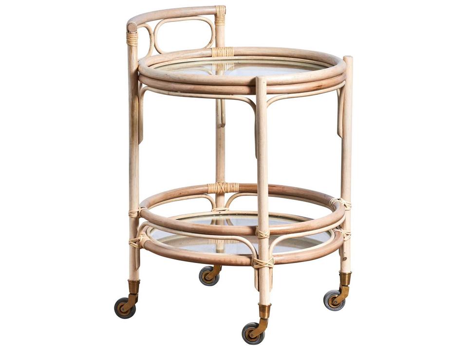 Indoor Originals Glass White Trolley Bar Cart