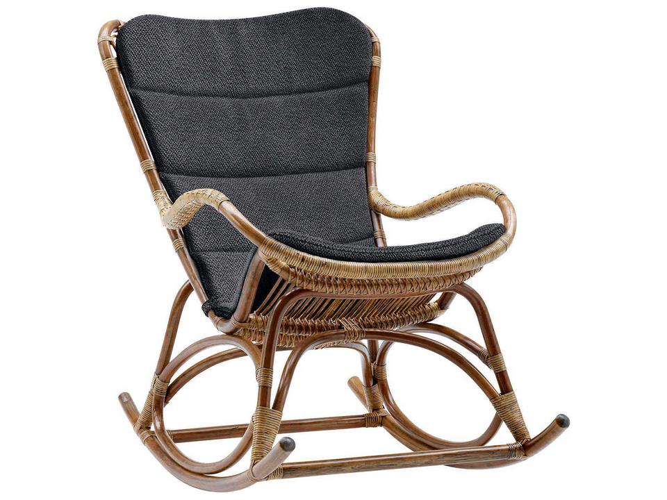 Indoor Originals Rocker Brown Rocking Chair & Dark Grey Cushion Set