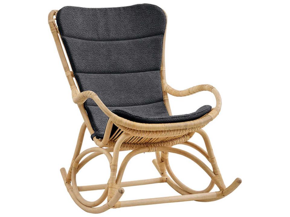 Indoor Originals Rocker Brown Rocking Chair & Dark Grey Cushion Set