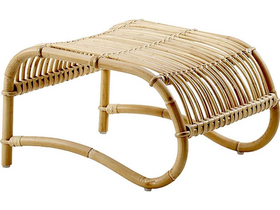 -Design Icons Teddy Rattan Footstool in Natural Finish