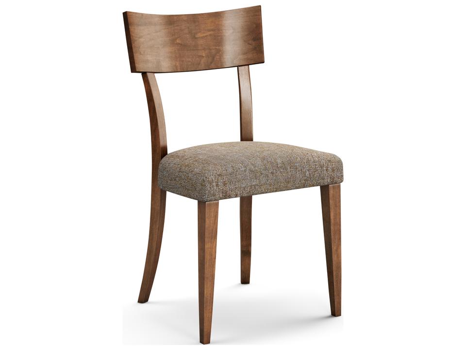 Simon Upholstered Armless Dining Chair in Java Beech Wood with Bounty Fabric