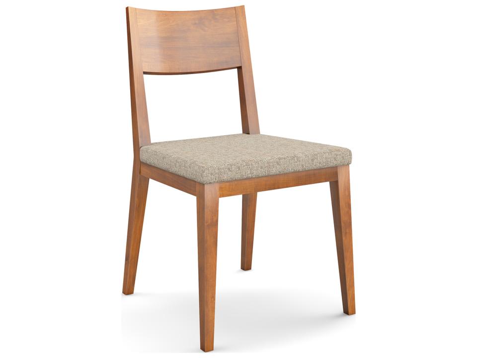 Model 14 Upholstered Dining Side Chair in Beech with Flax Whisper Fabric