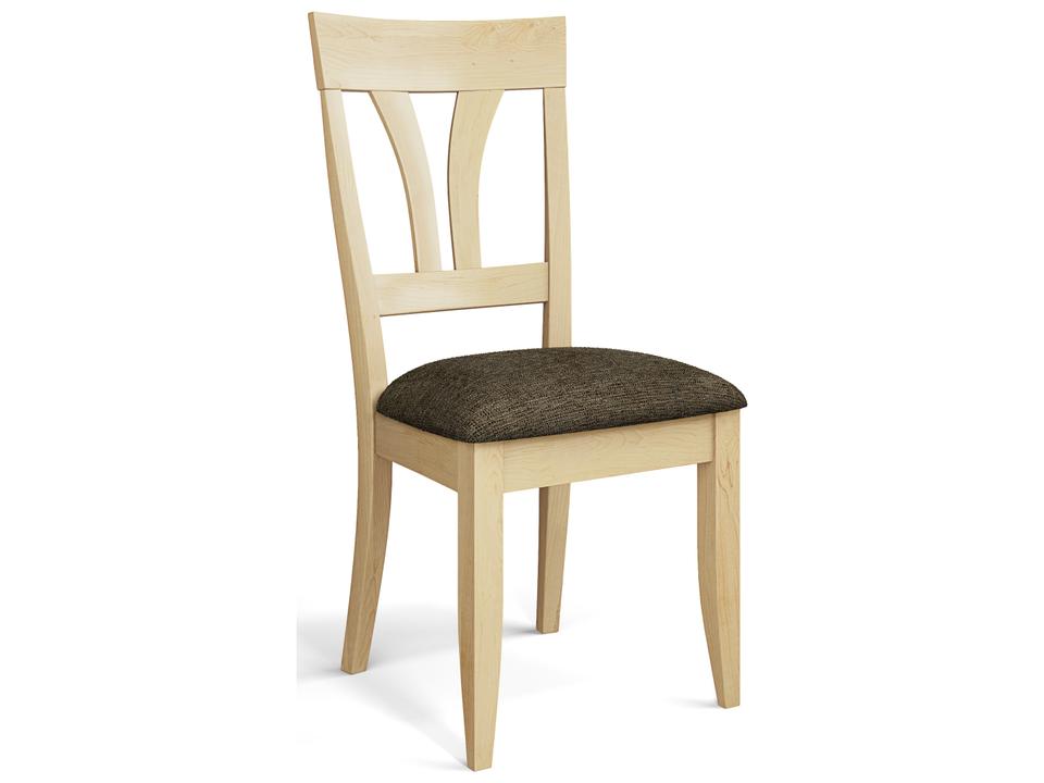 Kelly Upholstered Armless Dining Side Chair in Natural News Beech Wood