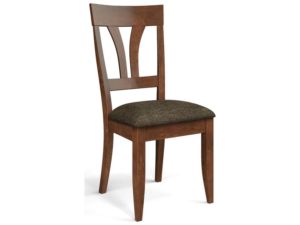 Model 56 Upholstered Dining Side Chair in Walnut Finish with News Fabric