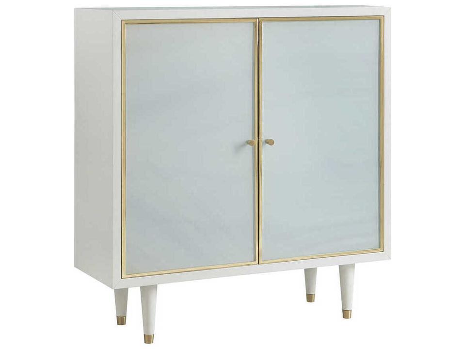 Seaglass Two-Door Accent Cabinet with Brass Accents