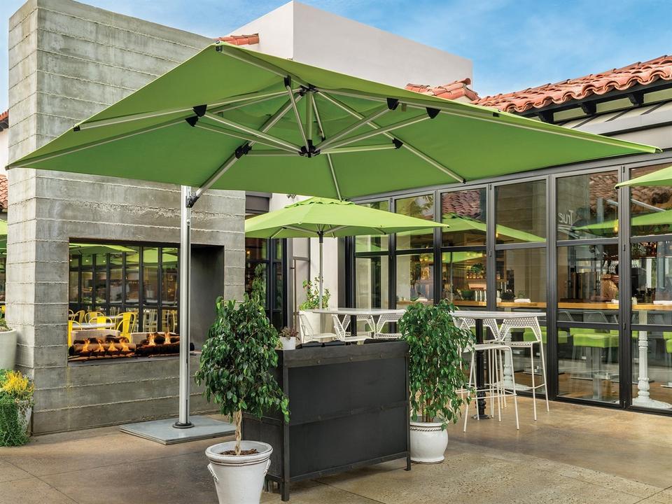 Polaris Aluminum 10 x 13 Foot Rectangular Crank Lift Outdoor Patio Umbrella