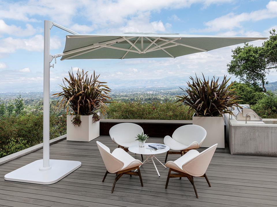Polaris Aluminum 13 Foot Square Crank Lift Outdoor Patio Umbrella