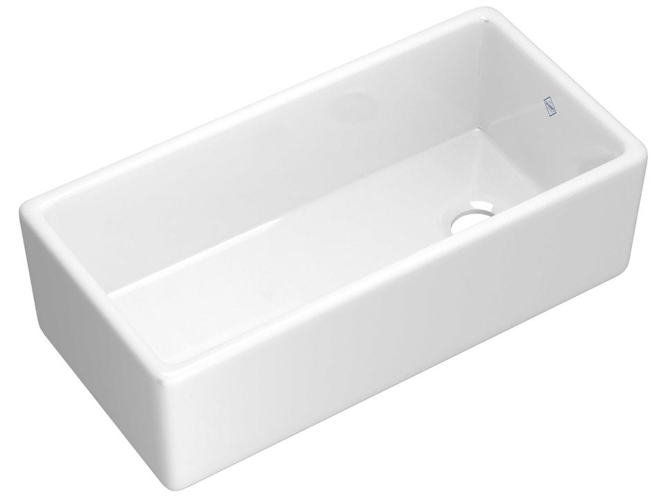 Shaker 36 Inch Single Bowl Farmhouse Kitchen Sink in White Fireclay