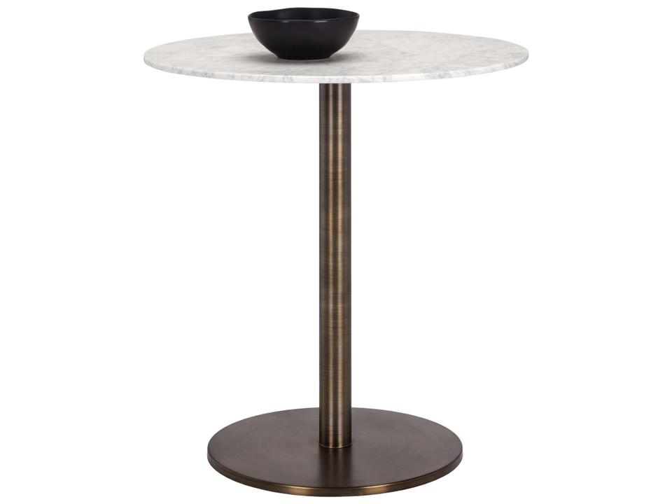Enco Round Counter Table White Marble and Antique Gold Steel