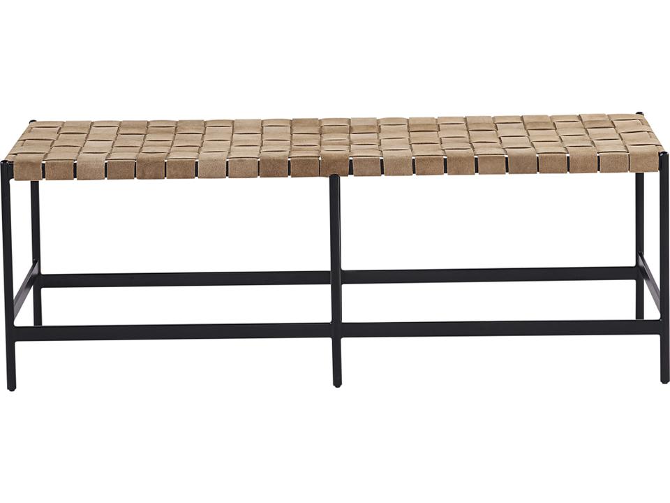 Omari Suede Light Tan Leather Bench