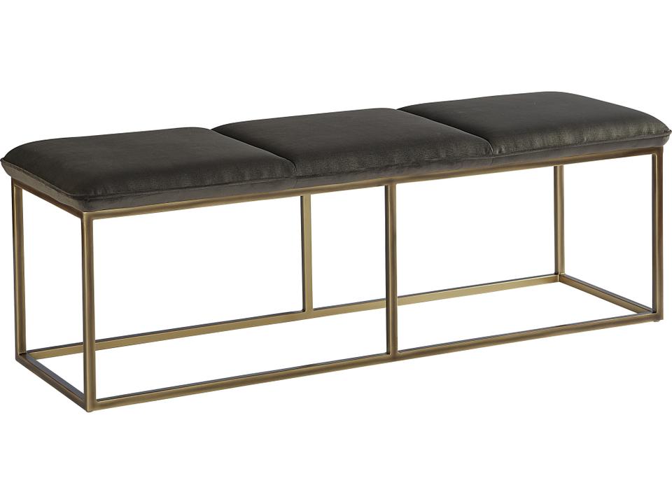 Alley Transitional Performance Fabric Bench in Rustic Bronze and Piccolo Pebble