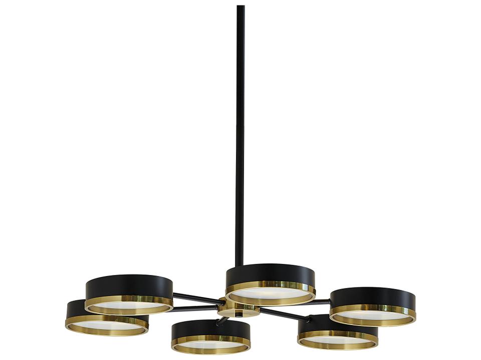 Oswin 6-Light Chandelier in Black and Brass Iron