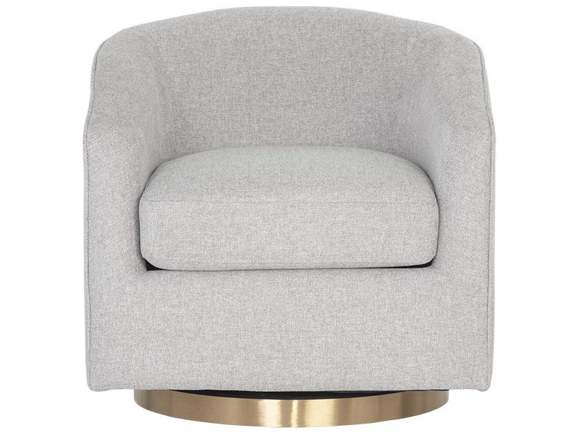 Hazel Swivel Accent Chair Belfast Heather Grey Fabric with Gold Base